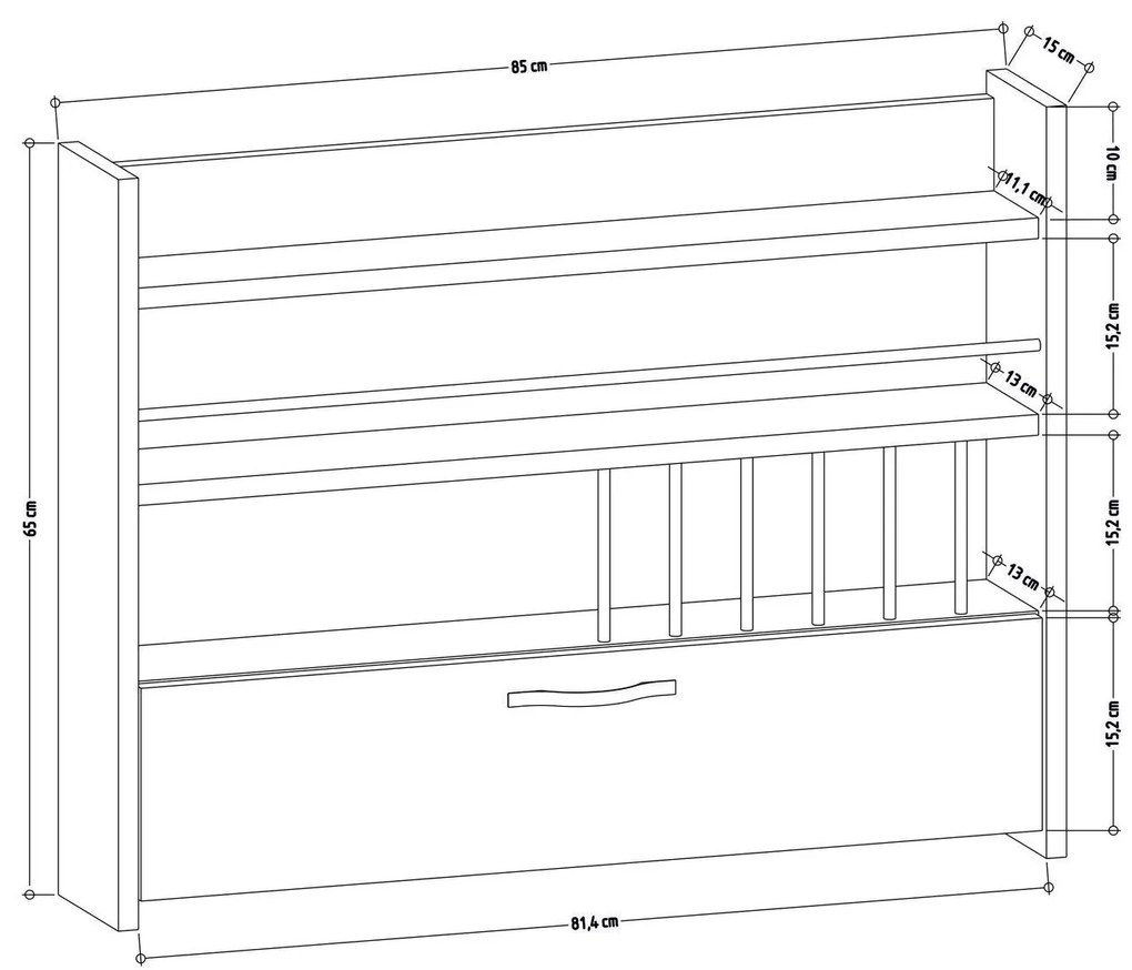 Kuchyňská police KNOTT 85 cm dub přírodní