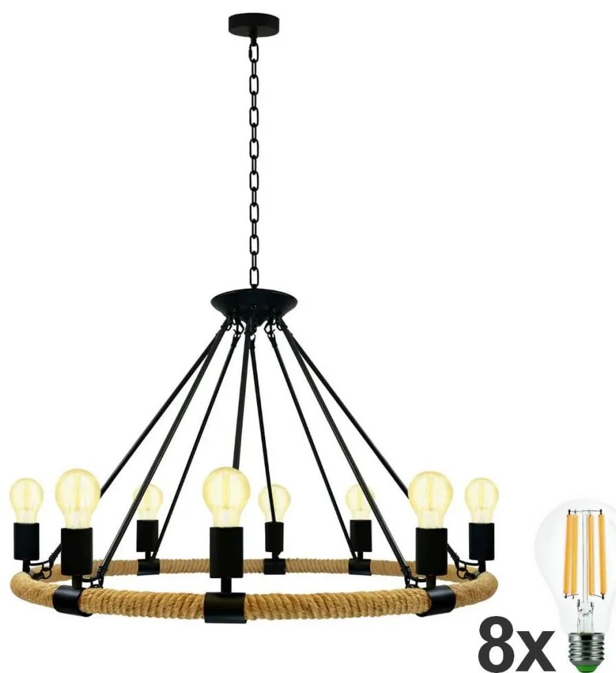 Polux LED Luster na reťazi ROPE ARTHUR 8xE27/6W/230V LEDSA0633