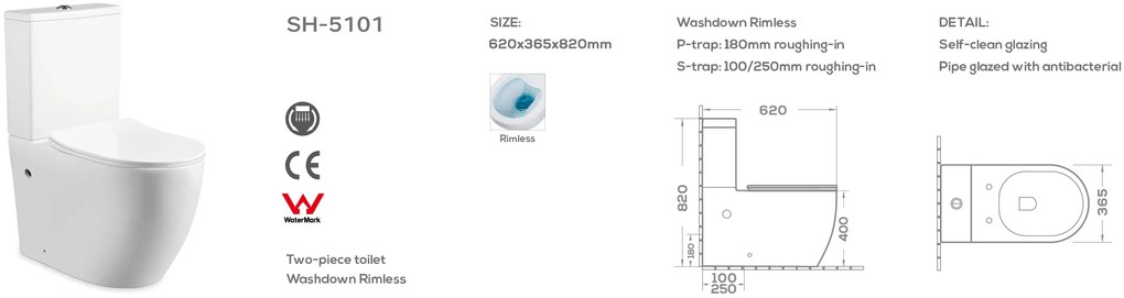 Invena Livion, WC kombi misa s nádržkou vrátane splachovacej súpravy, Tornádo technológia splachovania, sedátko s pomalým zatváraním, INV-CE-82-K01-J