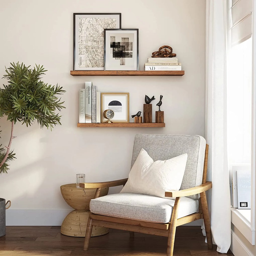 Nástenná plávajúca polica, 80 cm, rustikálna hnedá