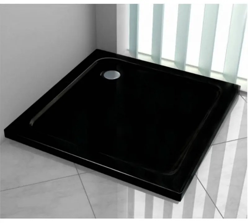 Sprchová vanička MEXEN SLIM čierna, 90x90 cm + sifón
