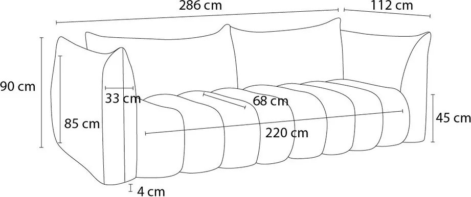 Zelená pohovka z textílie buklé 286 cm Azra – Bobochic Paris