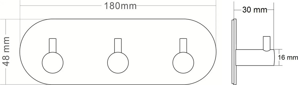 Sapho Sapho, Samolepiaci trojitý háčik, okrúhly, nerez mat, 32203