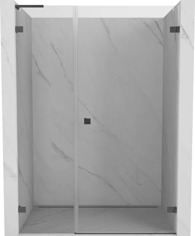 Mexen Lunar-B, L výklopné pravé sprchové dvere 145 cm, 8mm číre sklo, brúsený grafit profil, 832SL-145-050-66-00-P