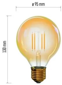 EMOS LED Vintage filamentová žiarovka, E27, G95, 4W, 380lm, teplá biela
