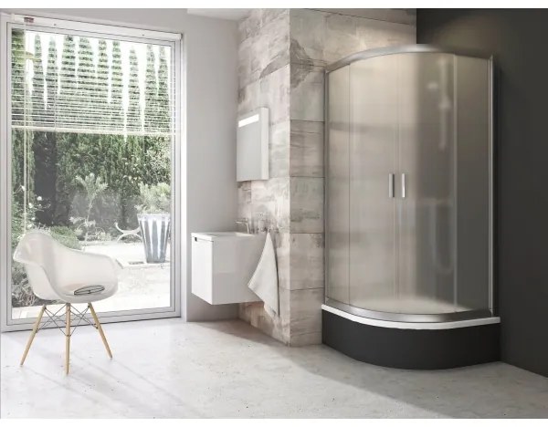 Ravak 3B240U40ZG - Sprchový kút štvordielny štvrťkruhový BLIX 80x80 cm satin