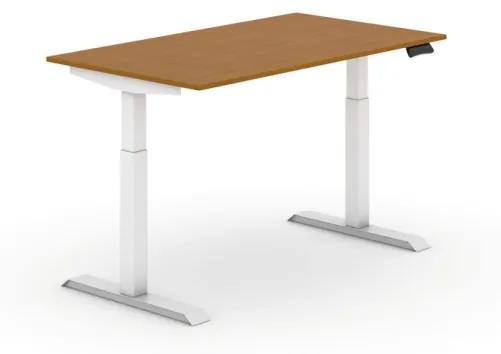 Výškovo nastaviteľný stôl, elektrický, 735-1235 mm,  doska 1400x800 mm, čerešňa, biela podnož