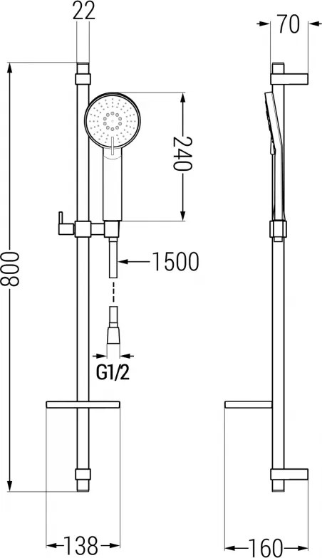 Mexen sprchový set DQ40, zlatá, 785404581-50