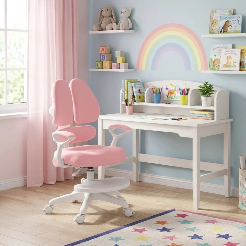 Detská rastúca stolička Neoseat KIDDY TWO — látka, prateľný poťah, ružová