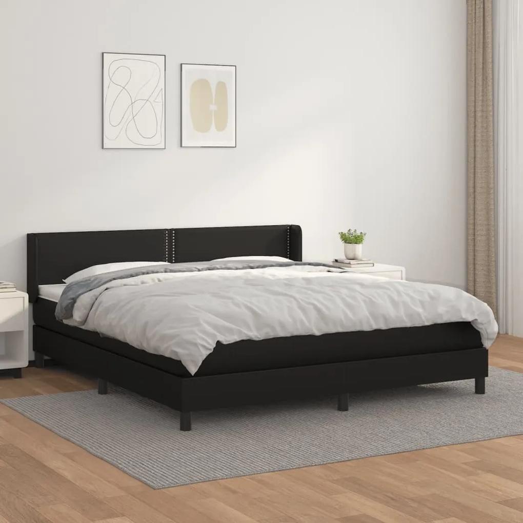Boxspring posteľ s matracom čierna 180x200 cm umelá koža 3130733