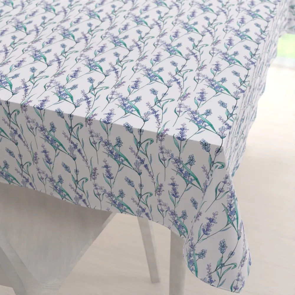 Biante Teflónový obdĺžnikový obrus TF-088 Levandule na bielom 100x140 cm