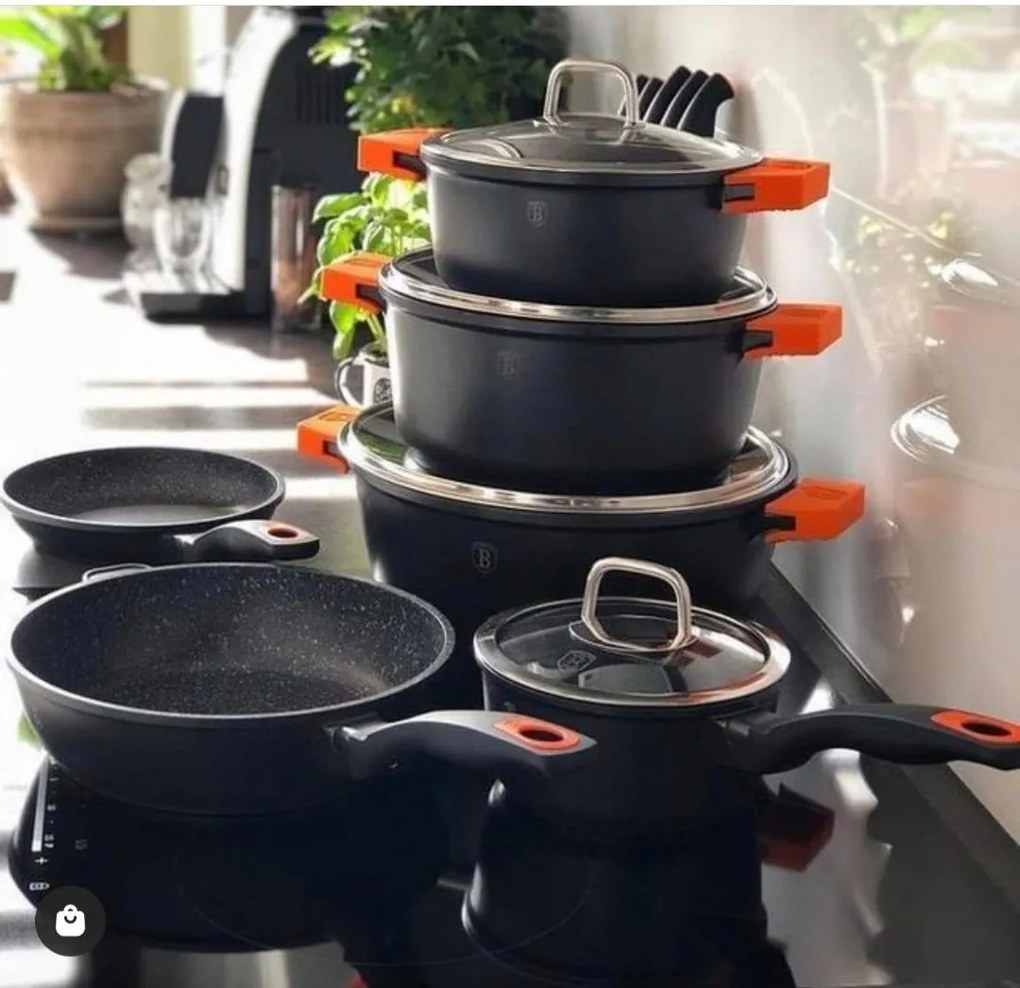 Nepriľnavá sada hrncov 22 ks, Granit Diamond Line BerlingerHaus