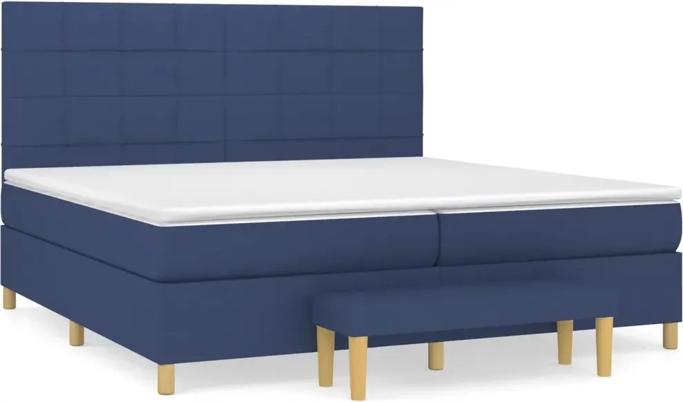 vidaXL Kontinentálna posteľ s matracom, modrá, tkanina 200 x 200 cm