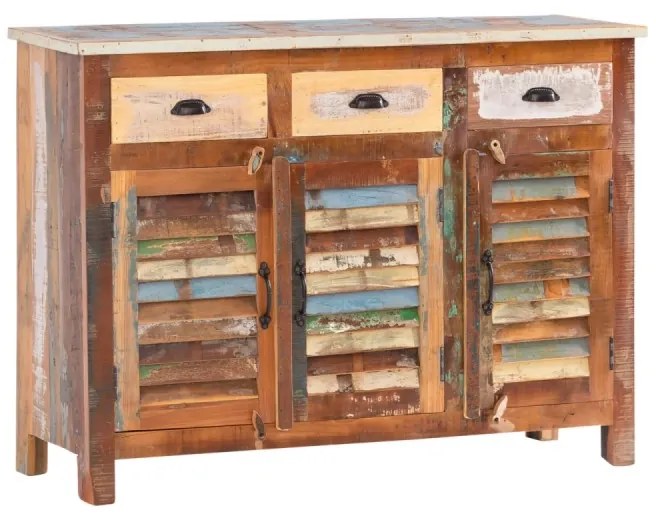 furniture-nabytek.cz - Masívna komoda Wakefield z recyklovaného dreva, lakovaná, viacfarebná – 122×42×90 cm