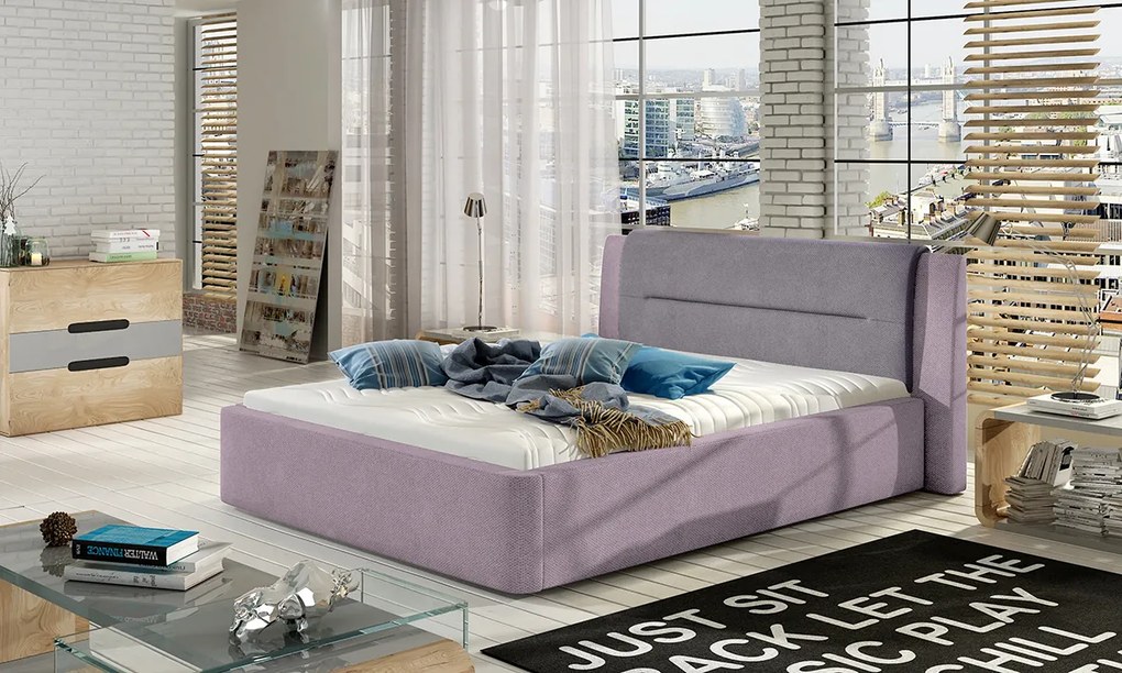 NABBI Portima 140 čalúnená manželská posteľ ružová / fialová