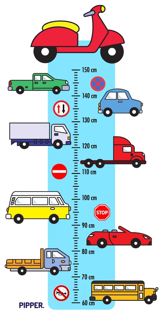 60x120cm Detský meter - Autá - textilná nálepka na stenu