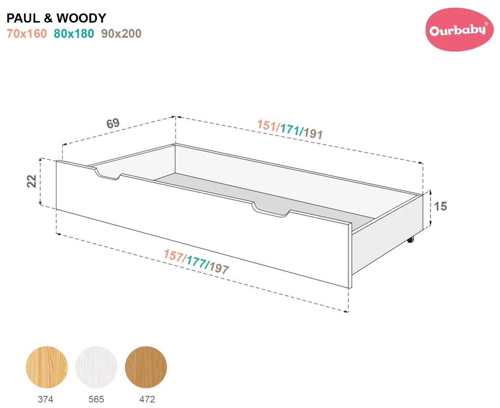 Ourbaby 278-0 Guardy White posteľ bez úložného priestoru 200x90 cm biela