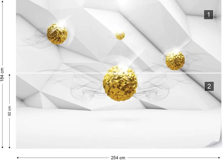 Fototapeta GLIX - 3D Gold Balls  + lepidlo ZADARMO Papírová tapeta  - 254x184 cm