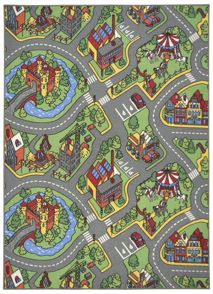 Detský kusový koberec Hravé mesto, 60x110, viacfarebná, detská izba, Vopi