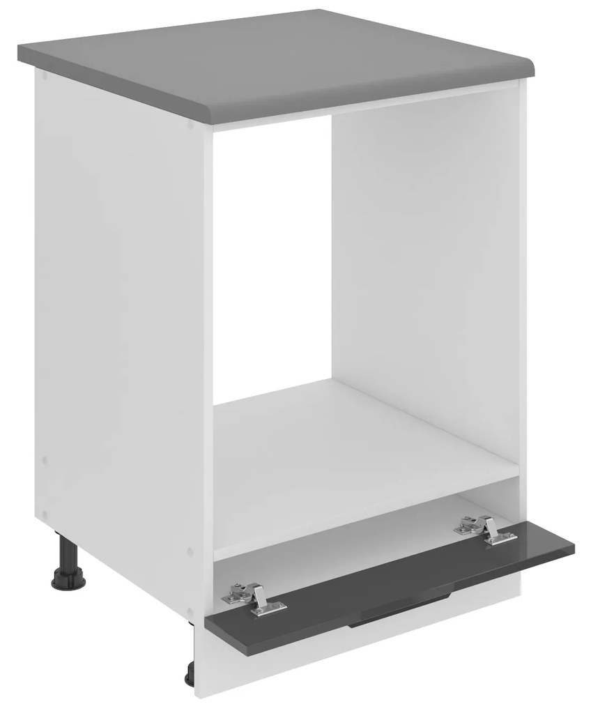 Kuchynská skrinka Belini Premium Full Version spodná pre vstavanú rúru 60 cm šedý lesk s pracovnou doskou