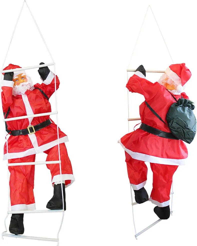 [en.casa]® Mikuláš lezúci po rebríku - vianočná dekorácia - 150 cm