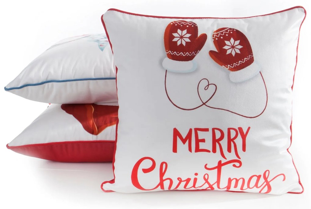 VIANOČNÁ DEKORAČNÁ OBLIEČKA NA VANKÚŠ MERRY1 45X45 CM VZOROVANÁ