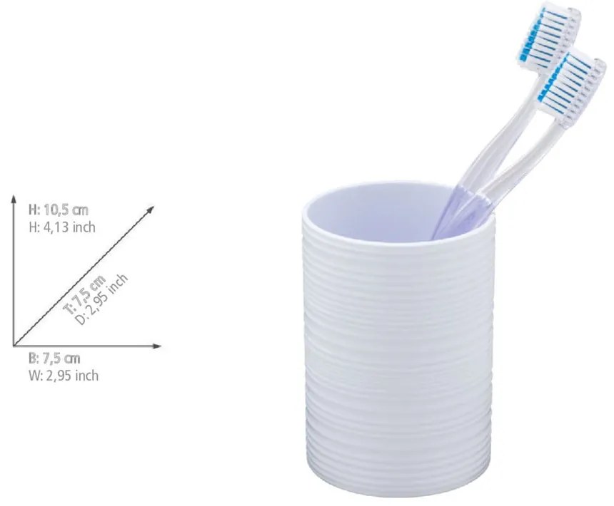 Biely plastový téglik na zubné kefky Lyon – Allstar