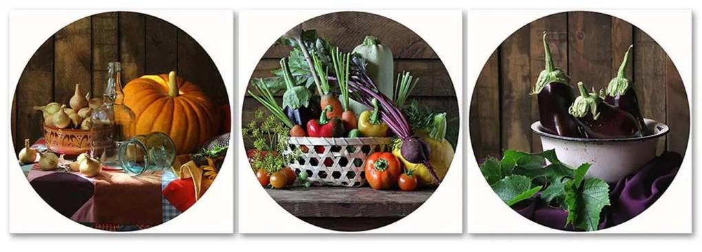Obraz na plátně třídílný Ovoce a zelenina - 150x50 cm