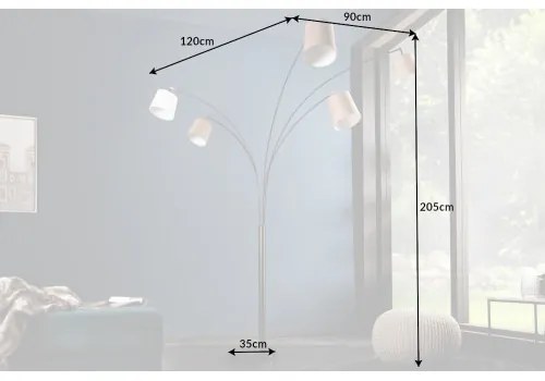 Stojaca lampa 38825 Levels 205cm Šedá, Hnedá, Biela  - Komfort-nábytok