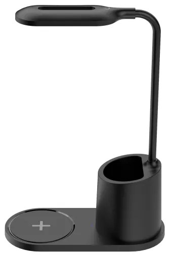 LED Stolná lampa LED/3W/5V s bezdrôtovým nabíjaním čierna
