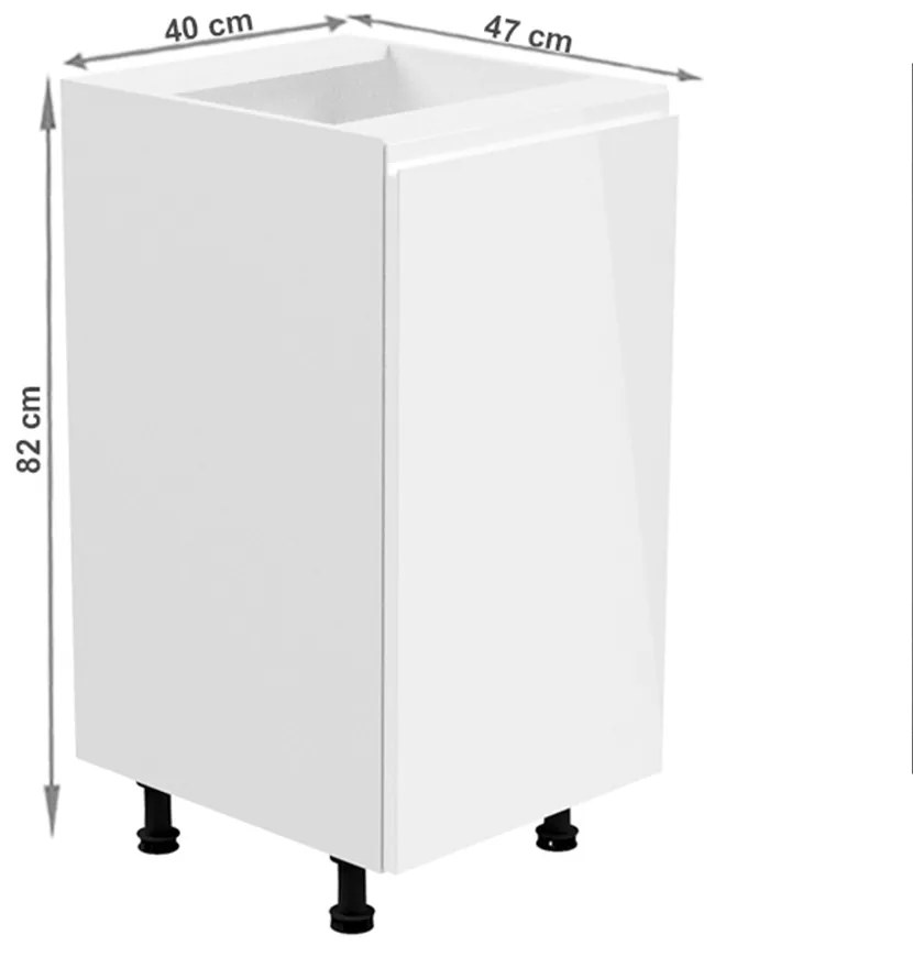 Dolná kuchynská skrinka D40 Aurellia (biela + biely lesk) (P). Vlastná spoľahlivá doprava až k Vám domov. 1015747