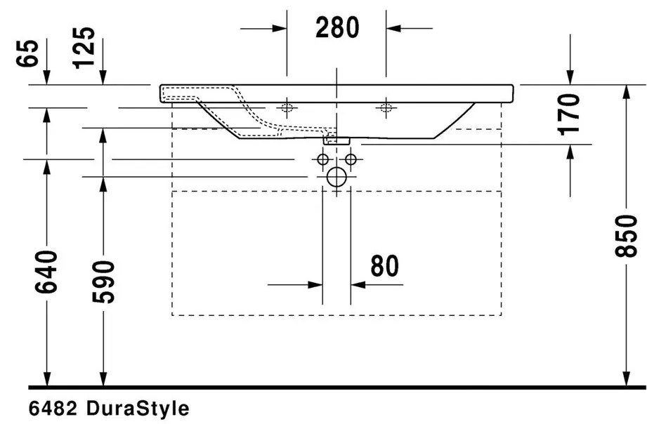 Duravit DuraStyle - Umývadlo do nábytku 1000x480 mm, 1 otvor pre batériu prepichnutý, biela 2320100000