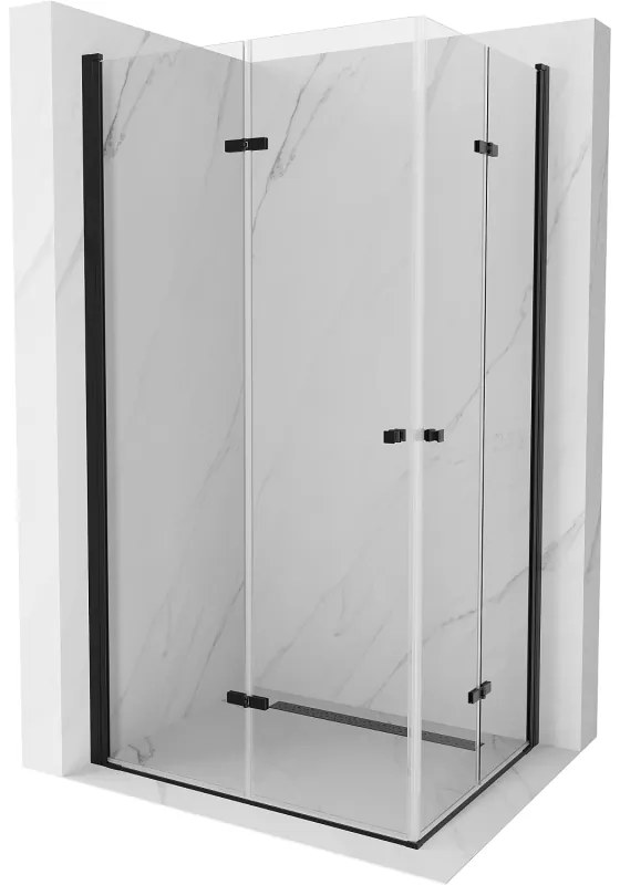 Mexen Lima Duo sprchový kút so skladacími dverami 80(dvere) x 70(dvere), 6mm číre sklo, čierny profil, 856-080-070-70-00-02