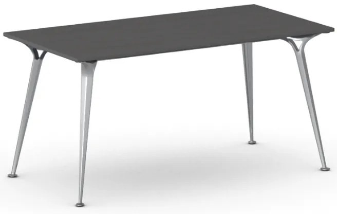 Rokovací kancelársky stôl PRIMO ALFA, 160x80 cm, sivostrieborná podnož, grafit