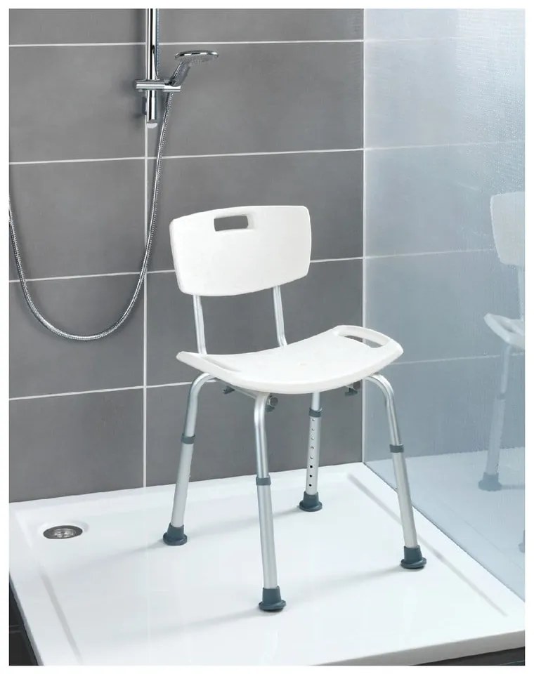 Sedacia stolička s operadlom do sprchy Wenko Stool With Back, 54 × 49 cm