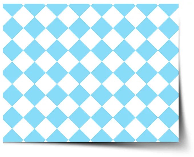 Sablio Plagát Bielo-modré kosoštvorce - 120x80 cm