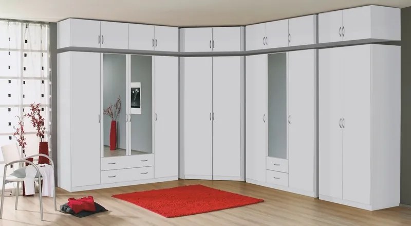 Šatníková skriňa Case, 181 cm,biela / biela