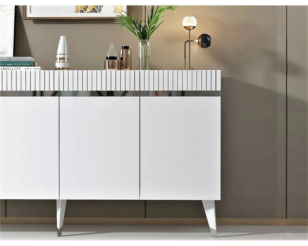 Skrinka Defne White and Silver