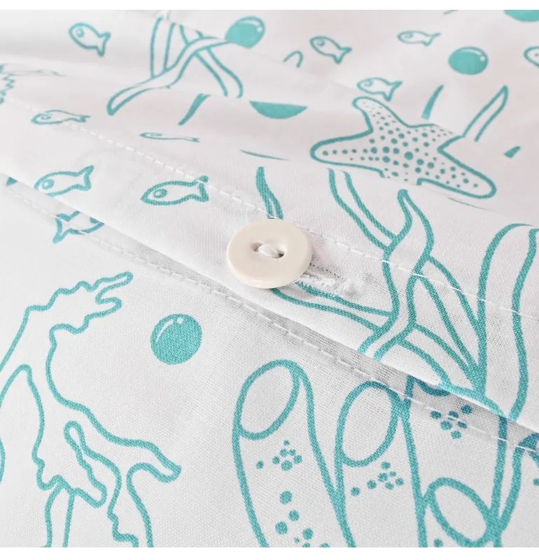 Obliečky bavlnené Sea tyrkysové EMI, Štandardný set jednolôžko obsahuje 1x 140x200 + 1x 70x90