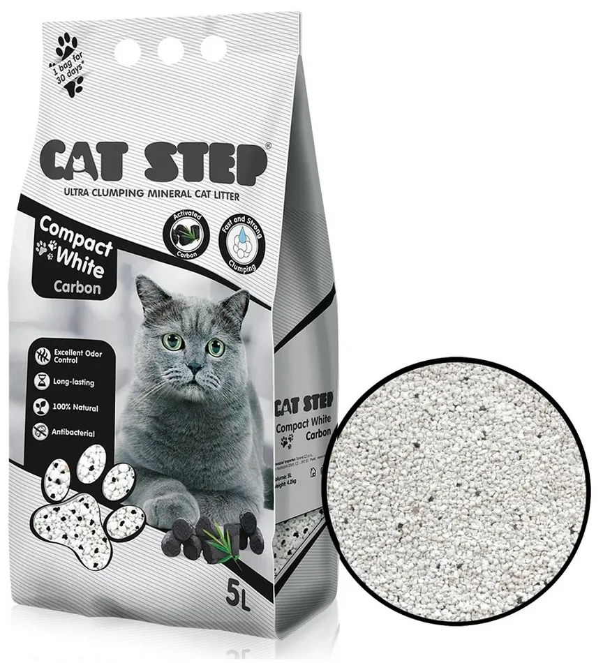 Cat Step Minerálna podstielka pre mačky CompactWhite Carbon, 5 l