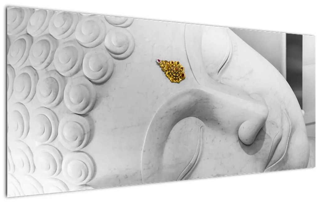 Obraz - Biely Budha (120x50 cm)