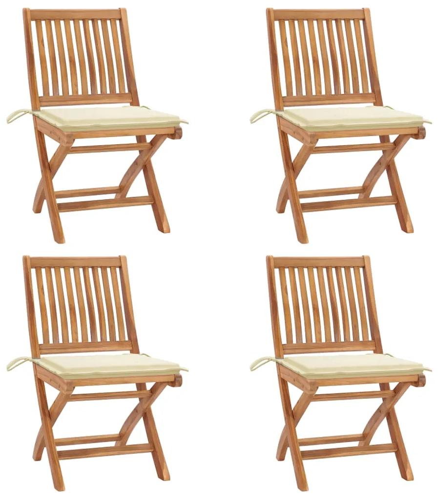 Skladacie záhradné stoličky s podložkami 4 ks tíkový masív 3072809