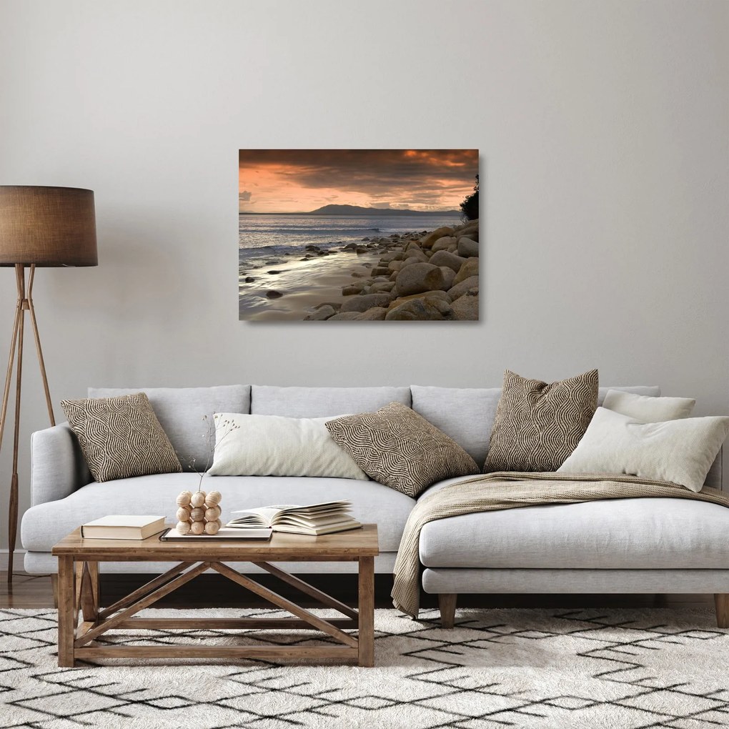 Sklenený obraz - More a hory (70x50 cm)