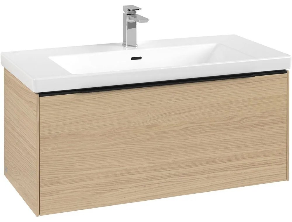 VILLEROY &amp; BOCH Subway 3.0 závesná skrinka pod umývadlo, 1 zásuvka, s LED osvetlením, 973 x 478 x 429 mm, Nordic Oak, C569L1VJ