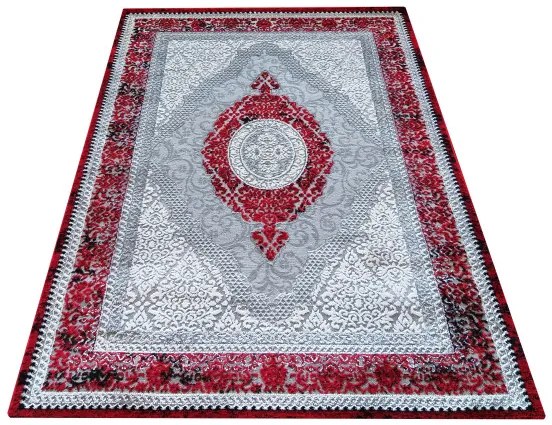 Koberec Exkluzívny Angora 01 - sivo-červený