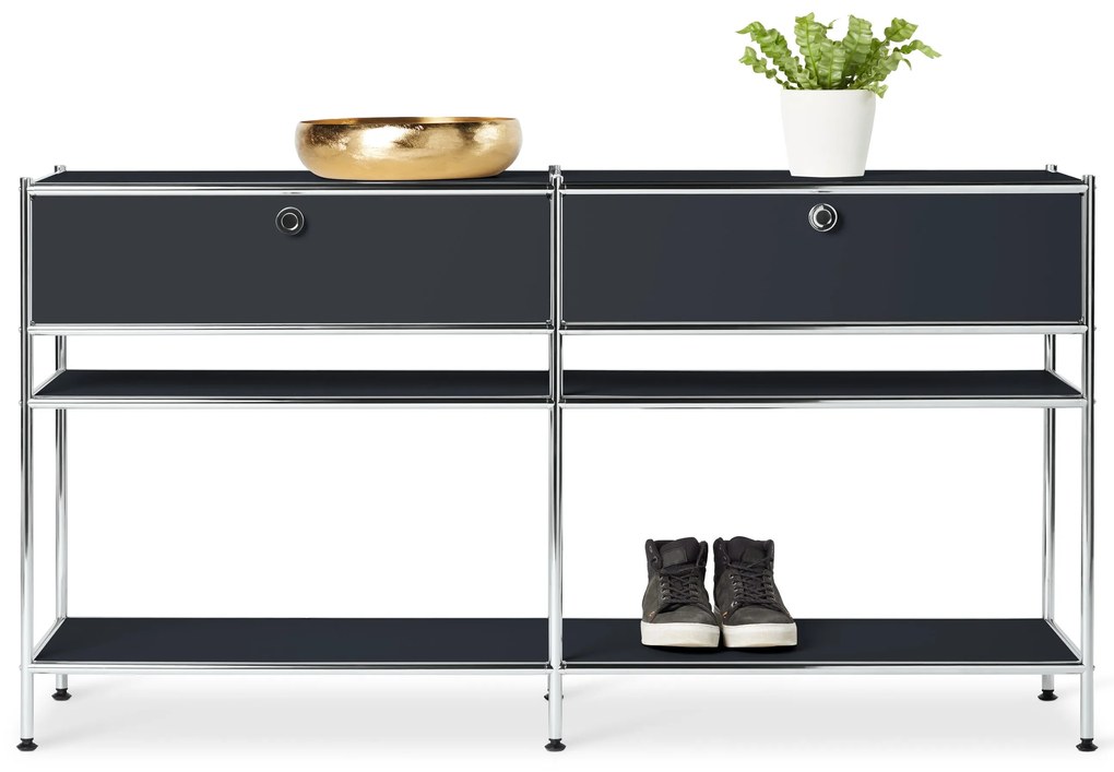 Kovový konzolový stolík »CN3« s 2 zásuvkami, čierny