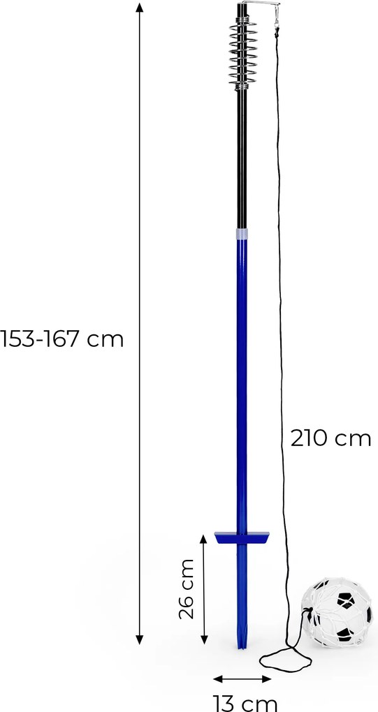 MOVEPRO Tetherball futbalový trenažér na lane s pružinou, nastaviteľný 153–167 cm