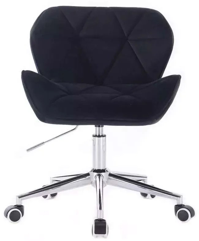 LuxuryForm DESIGN Stolička MILANO VELUR na striebornej podstave s kolieskami - čierna