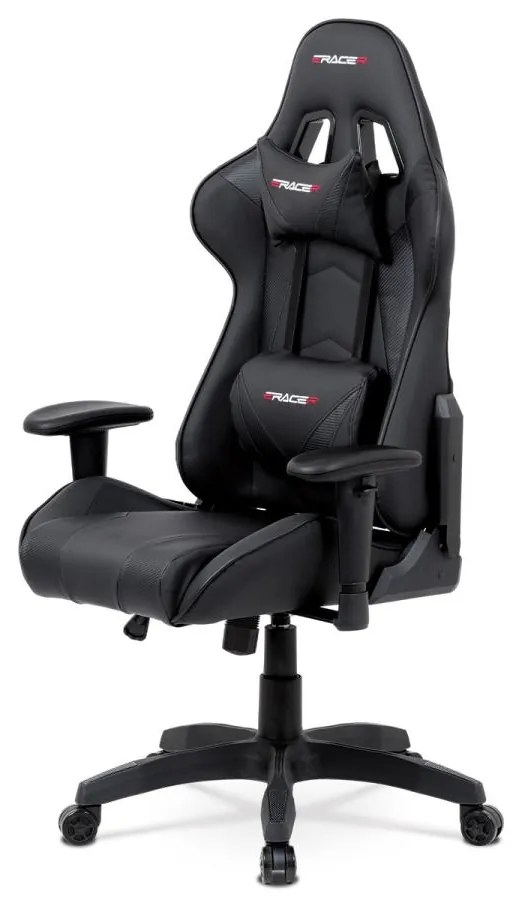 Herné kancelárske kreslo KA-F03 BK, koženka čierna