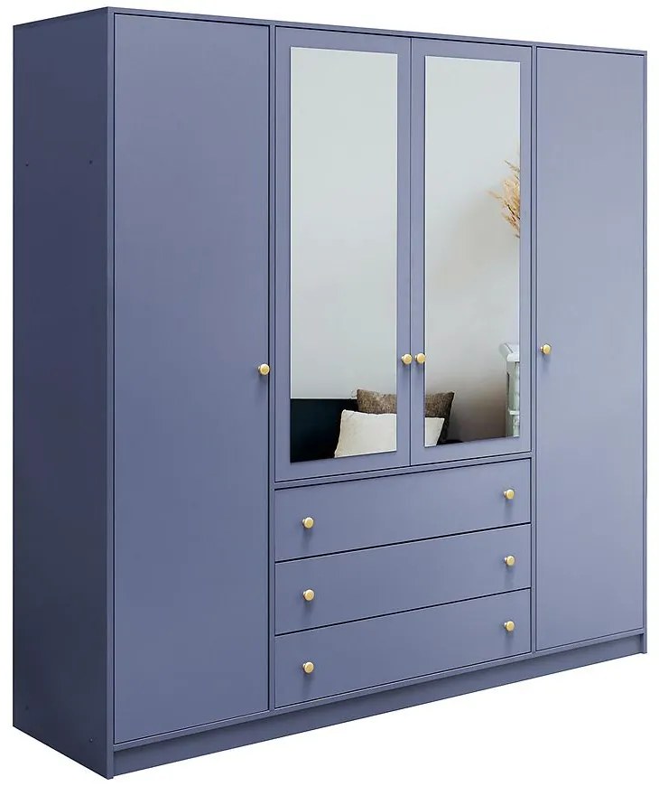 Skriňa Siena 2 D4 tlmená modrá / zrkadlo